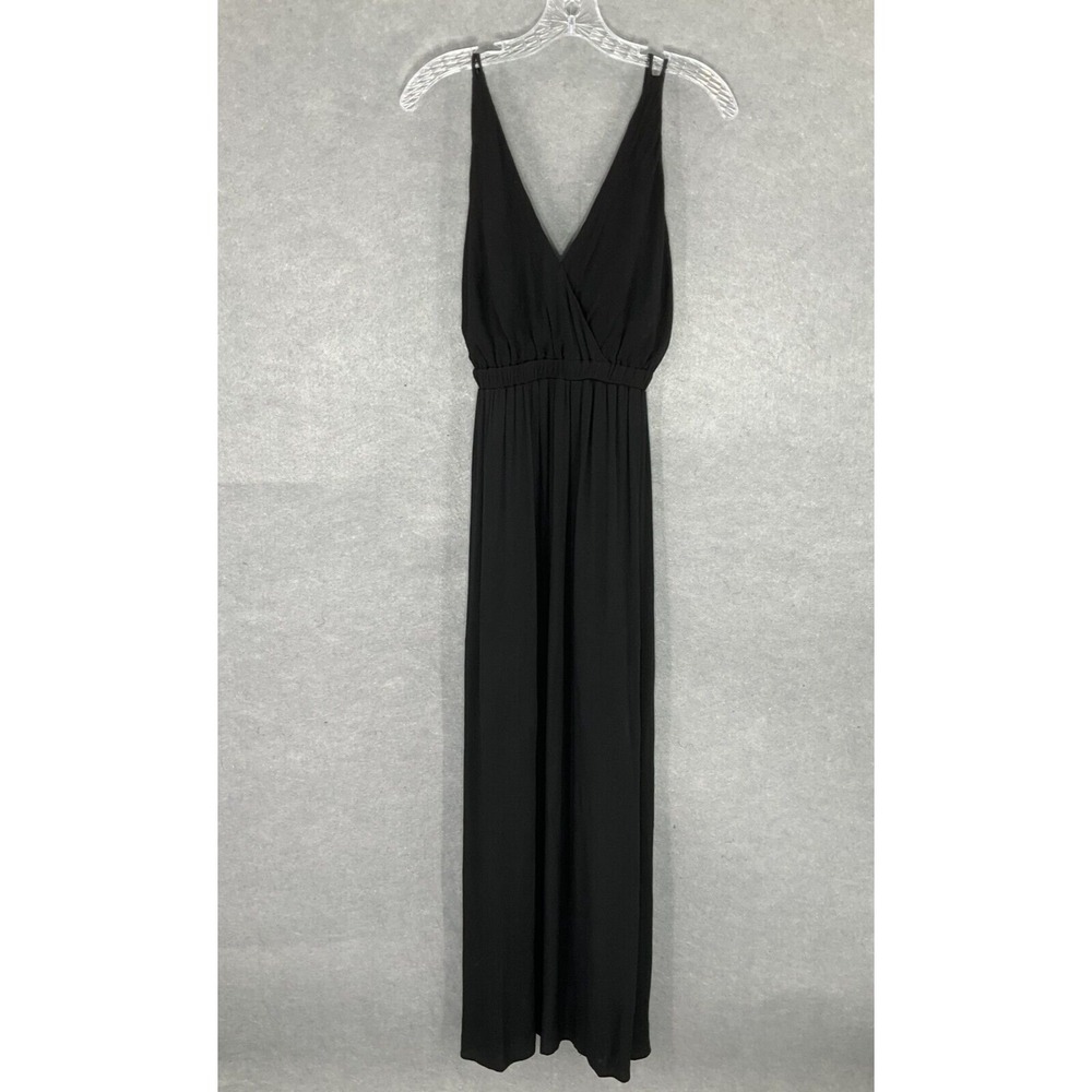 Lulus Dress Women S Black Slit Side Back Cut Out V-Neck Maxi Resortwear